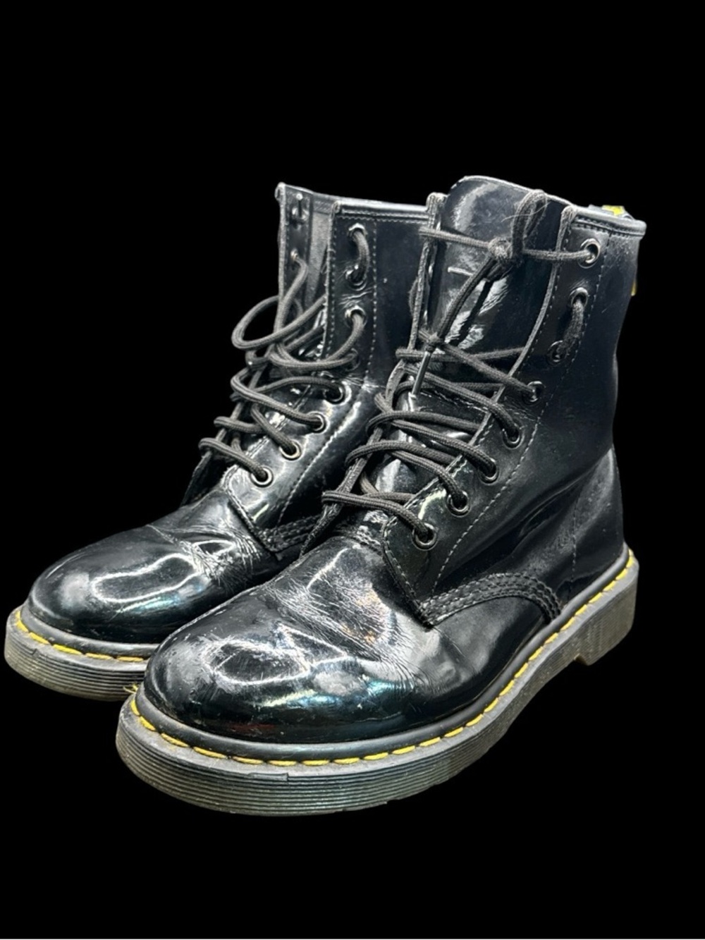 Dr Martens Black Patent Shiny Leather Classic The Original Boots size 8 - 8.5